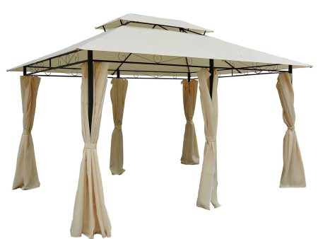 10  x 13  Patio Gazebo, Outdoor Gazebo Canopy Shelter with Curtains, Vented Roof, All-Weather Steel Frame, for Garden, Lawn, Backyard and Deck, Cream White Discount