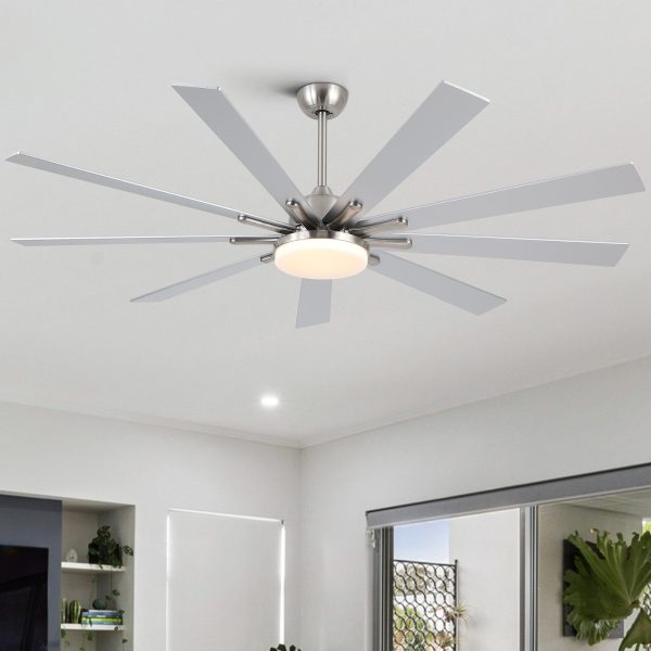 72 in Integrated LED Brushed Nickel Smart Ceiling Fan with Remote Control Online