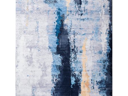 ZARA Collection Abstract Design Gray Blue Yellow Machine Washable Super Soft Area Rug Online now