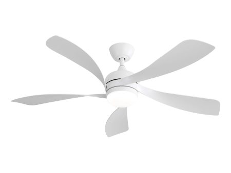 52 Inch Modern Ceiling Fan With 5 ABS Blades Remote Control Reversible DC Motor White For Bedroom Fashion