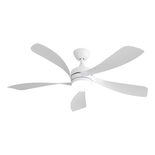 52 Inch Modern Ceiling Fan With 5 ABS Blades Remote Control Reversible DC Motor White For Bedroom Fashion