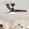 42 In Intergrated LED Ceiling Fan Lighting with Brown Wood Grain ABS Blade For Discount