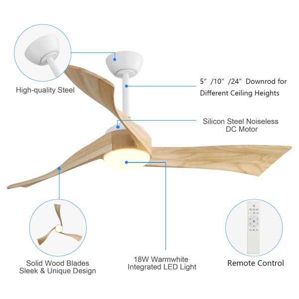 52 Inch Minimalist Ceiling Fan Light With 6 Speed Remote Energy-saving DC Motor Online Hot Sale