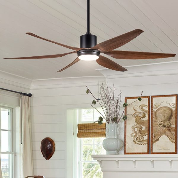 66  Vintage Ceiling Fan  Lighting with Brown Blades in Integrated LED Online Sale