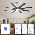 66 Inch Low Profile ABS Ceiling Fan with Dimmable Lights and Smart Remote Control 6 Speed Reversible Noiseless DC Motor for Indoor For Sale