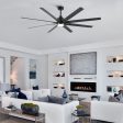 72   Indoor Smart Black Ceiling Fan with LED light and App Remote Control Online Sale