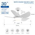 30 In Intergrated LED Ceiling Fan Lighting with White ABS Blade Hot on Sale