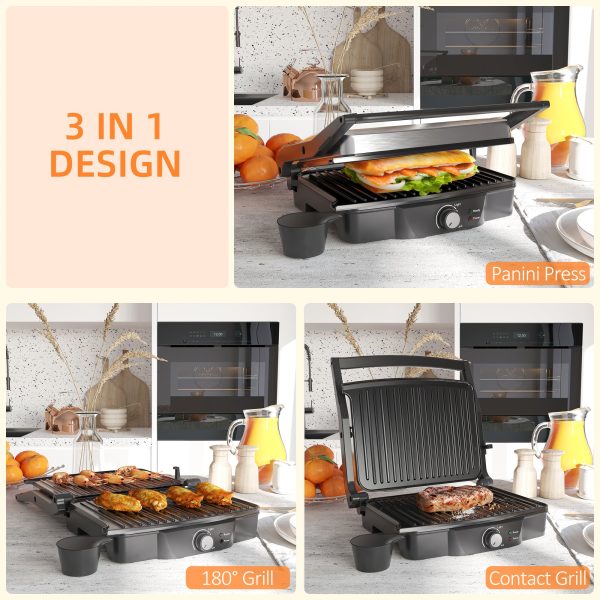 4 Slice Panini Press Grill, Stainless Steel Sandwich Maker with Non-Stick Double Plates, Locking Lids and Drip Tray, Opens 180 Degrees to Fit Any Type or Size of Food Online now