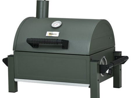 Outsunny Charcoal BBQ Grill with 235 sq.in. Cooking Area, Tabletop Outdoor Barbecue with Ash Catcher and Built-in Thermometer for Patio, Backyard, Camping, Picnic, Dark Green Online