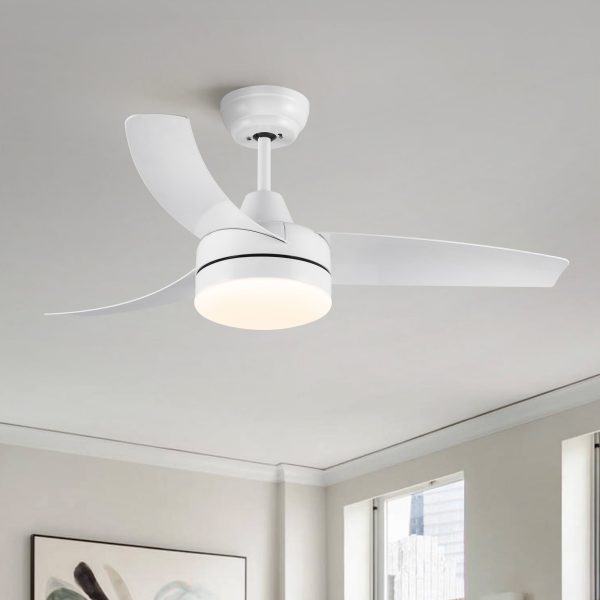 42 In Intergrated LED Ceiling Fan Lighting with White ABS Blade Discount