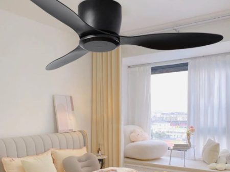 52  Flush Mount Ceiling Fan without light, 3 Reversible Blades, with 6 Speeds Reversible DC Motor,Low Profile Ceiling Fan with no light for Living Room Kitchen Bedroom For Discount