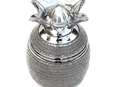 Ambrose Chrome Plated Crystal Embellished Lidded Ceramic Pineapple Bowl (7 In. x 7 In. x 10.5 In.) Hot on Sale