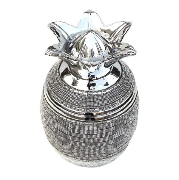 Ambrose Chrome Plated Crystal Embellished Lidded Ceramic Pineapple Bowl (7 In. x 7 In. x 10.5 In.) Hot on Sale