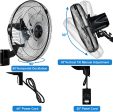 2Pack HealSmart 18 Inch Household Commercial Wall Mount Fan, 90 Degree Horizontal Oscillation, 5 Speed Settings, Black For Sale