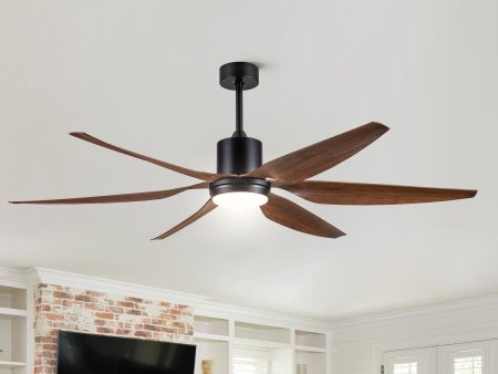 66  Vintage Ceiling Fan  Lighting with Brown Blades in Integrated LED Online Sale