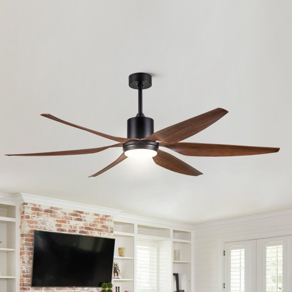 66  Vintage Ceiling Fan  Lighting with Brown Blades in Integrated LED Online Sale