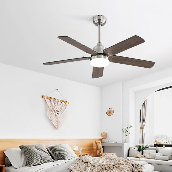 42 Inch Ceiling Fan 5 Blades Noiseless Reversible Dc Motor Remote Control With Led Light Online Hot Sale