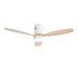 52 Inch Flush Mount Ceiling Fan DC 3 Solid Wood Fan Blade Noiseless Reversible Motor Remote Control With Light For Cheap