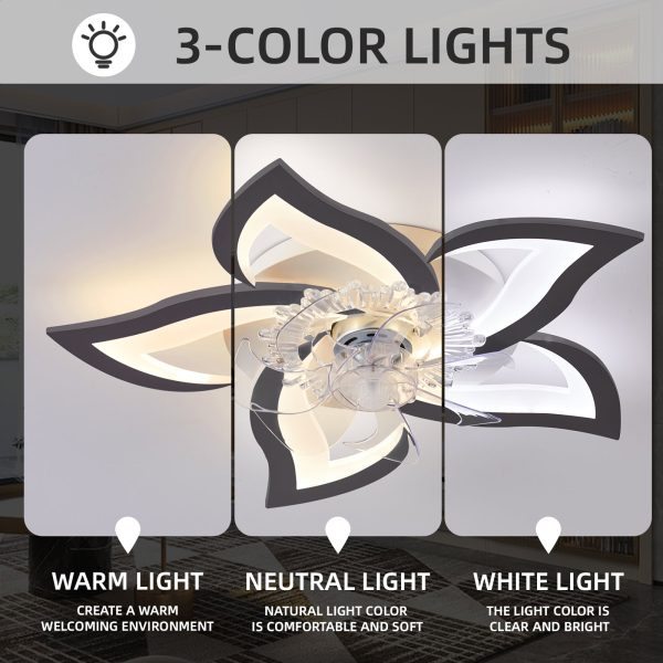 27In Ceiling Fan with Lights Remote Contro Dimmable LED,6 Gear Wind Speed Fan Light Discount