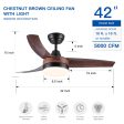 42 In Intergrated LED Ceiling Fan Lighting with Brown Wood Grain ABS Blade For Discount