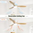 52 Inch Flush Mount Ceiling Fan DC 3 Solid Wood Fan Blade Noiseless Reversible Motor Remote Control With Light For Cheap