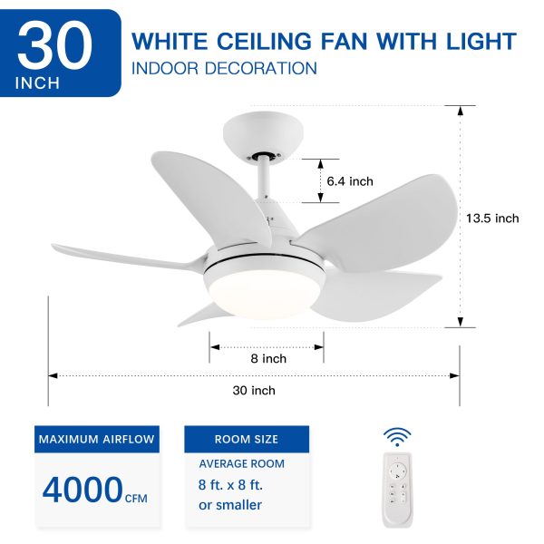 30 In Intergrated LED Ceiling Fan Lighting with White ABS Blade Hot on Sale