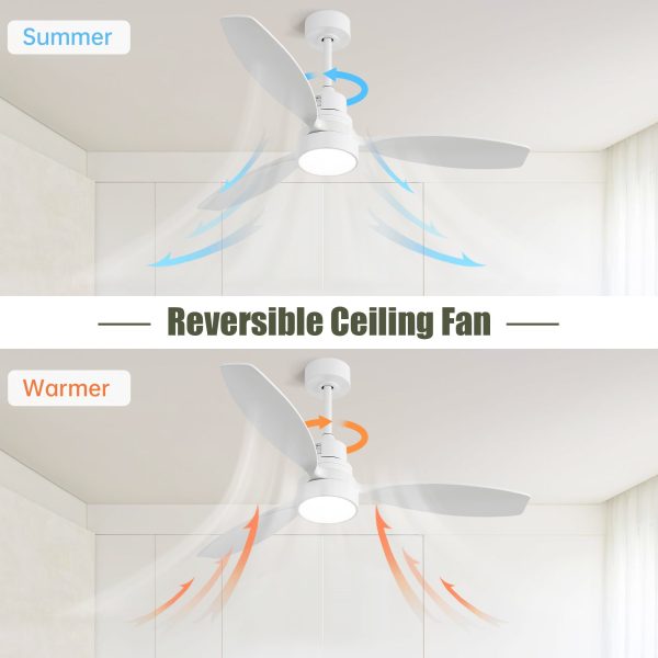 52 Inch Wooden Ceiling Fan White 3 Solid Wood Blades Remote Control Reversible DC Motor With Led Light For Cheap