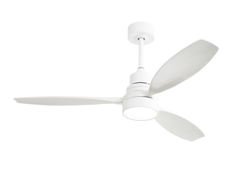 52 Inch Wooden Ceiling Fan White 3 Solid Wood Blades Remote Control Reversible DC Motor With Led Light For Cheap