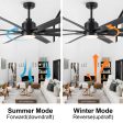 72   Indoor Smart Black Ceiling Fan with LED light and App Remote Control Online Sale