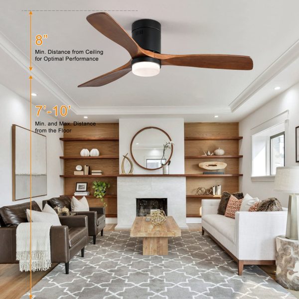 52 Inch Indoor Ceiling Fan With Lights 3 Solid Wood Fan Blade Noiseless Reversible Motor Remote Control With Light For Discount