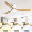 52 Inch Flush Mount Ceiling Fan DC 3 Solid Wood Fan Blade Noiseless Reversible Motor Remote Control With Light For Cheap