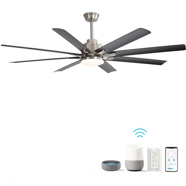 66 Inch Low Profile ABS Ceiling Fan with Dimmable Lights and Smart Remote Control 6 Speed Reversible Noiseless DC Motor for Indoor For Sale