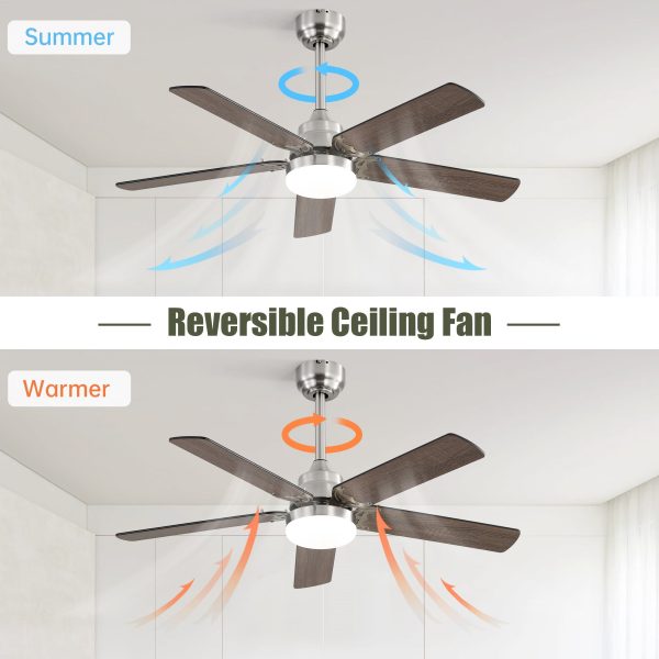 42 Inch Ceiling Fan 5 Blades Noiseless Reversible Dc Motor Remote Control With Led Light Online Hot Sale