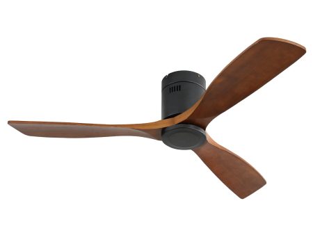 52 Inch Low Profile Ceiling Fan DC 3 Carved Wood Fan Blade Noiseless Reversible Motor Remote Control Without Light Supply