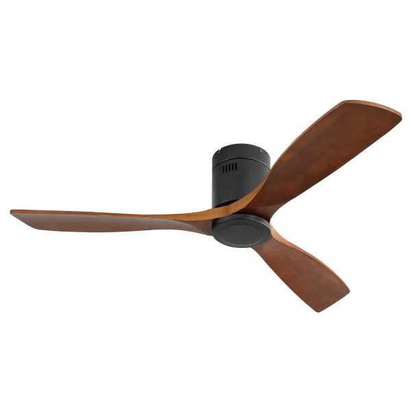 52 Inch Low Profile Ceiling Fan DC 3 Carved Wood Fan Blade Noiseless Reversible Motor Remote Control Without Light Supply