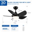 30 In Intergrated LED Ceiling Fan Lighting with Matte Black ABS Blade Sale