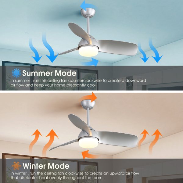 42 Inch Modern ABS Ceiling Fan With 6 Speed Remote Control Dimmable Reversible DC Motor With Light Discount