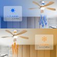 52 Inch Modern Ceiling Fan With 3 Color Dimmable Led Light 5 ABS Blades Remote Control Reversible DC Motor Fashion