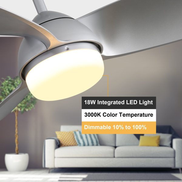 42 Inch Modern ABS Ceiling Fan With 6 Speed Remote Control Dimmable Reversible DC Motor With Light Discount