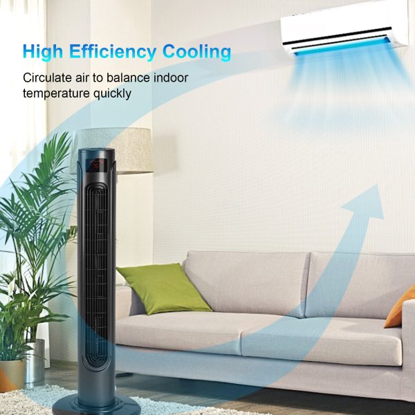 36 Inch High Efficiency Cooling Tower Fan with 3 Speed Settings and 15 Hour Timer, 70 Degree Auto Oscillating with Remote, Standing Fan for Bedroom Home Office Cheap