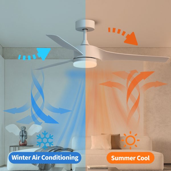 52 Inch Downrod Ceiling Fans with Lights and Remote Control, Modern Outdoor Indoor White 3 Blades LED Lights Smart Ceiling Fans for Bedroom, Living Room, and Patios Sale