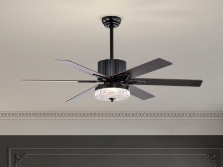 52 Inch Indoor Modern LED Ceiling Fan with Light and Remote Control, Reversible 6 Blades , Reversible Motor  - (Matte Black) Cheap