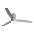 52 Inch Indoor Flush Mount Ceiling Fan With 3 Solid Wood Blades Remote Control Reversible DC Motor With Led Light Online