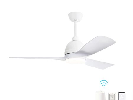 54 Inch White ABS Ceiling Fan 6 Speed Smart Remote Control Dimmable Reversible DC Motor For Living Room Online Sale