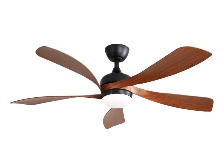 52 Inch Indoor Ceiling Fan With 3 Color Dimmable 5 ABS Blades Remote Control Reversible DC Motor Black With Led Light Fashion