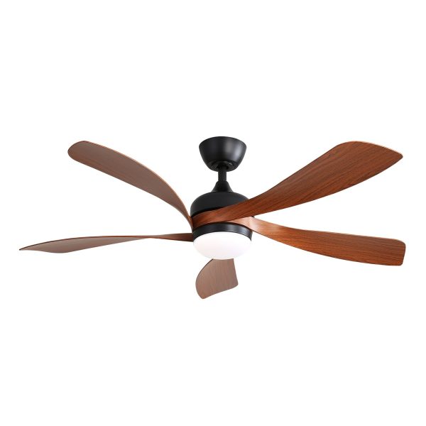 52 Inch Indoor Ceiling Fan With 3 Color Dimmable 5 ABS Blades Remote Control Reversible DC Motor Black With Led Light Fashion