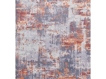 ZARA Collection Abstract Design Grey Brown and Rust Machine Washable Super Soft Area Rug For Cheap