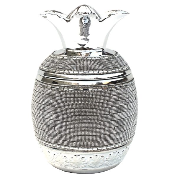 Ambrose Chrome Plated Crystal Embellished Lidded Ceramic Pineapple Bowl (7 In. x 7 In. x 10.5 In.) Hot on Sale