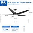 56 In Intergrated LED Ceiling Fan Lighting with Black ABS Blade Discount