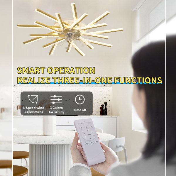 36In Ceiling Fan with Lights Remote Contro Dimmable LED,6 Gear Wind Speed Fan Light Online Sale